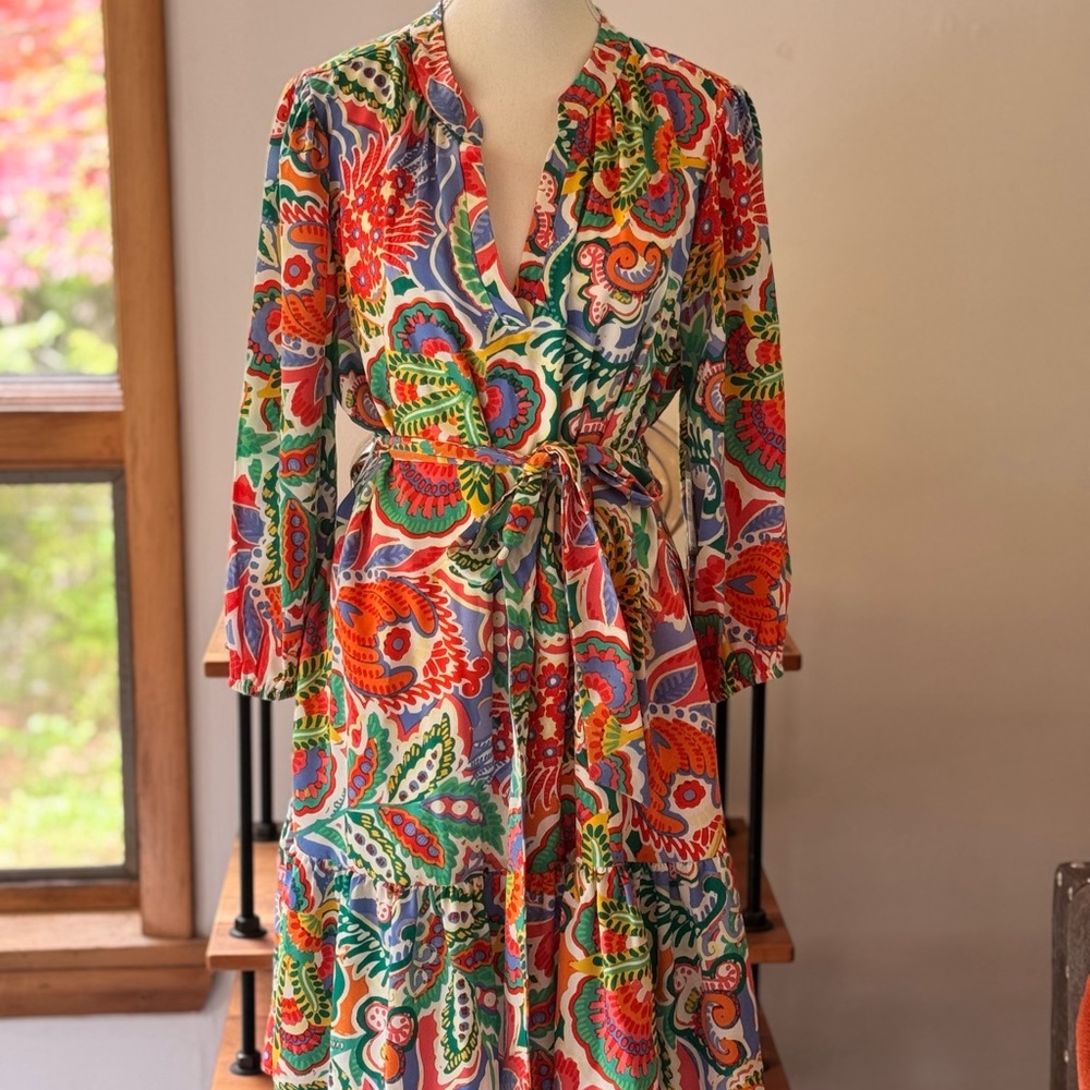 Jessica Howard Women's Printed Tie-Waist Balloon-Sleeve Dress